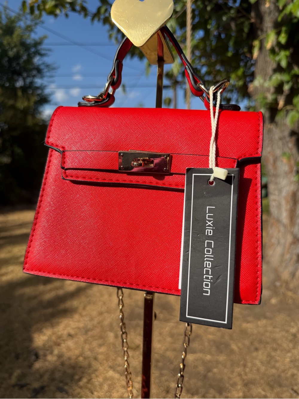 Red Top-Handle Crossbody Bag